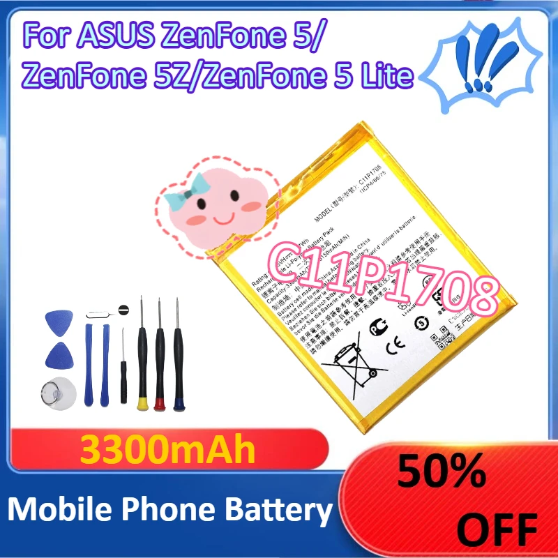 

C11P1708 3300mAh Replacement Battery For ASUS ZenFone 5/ZenFone 5Z/ZenFone 5 Lite Mobile Phone Battery + Tools