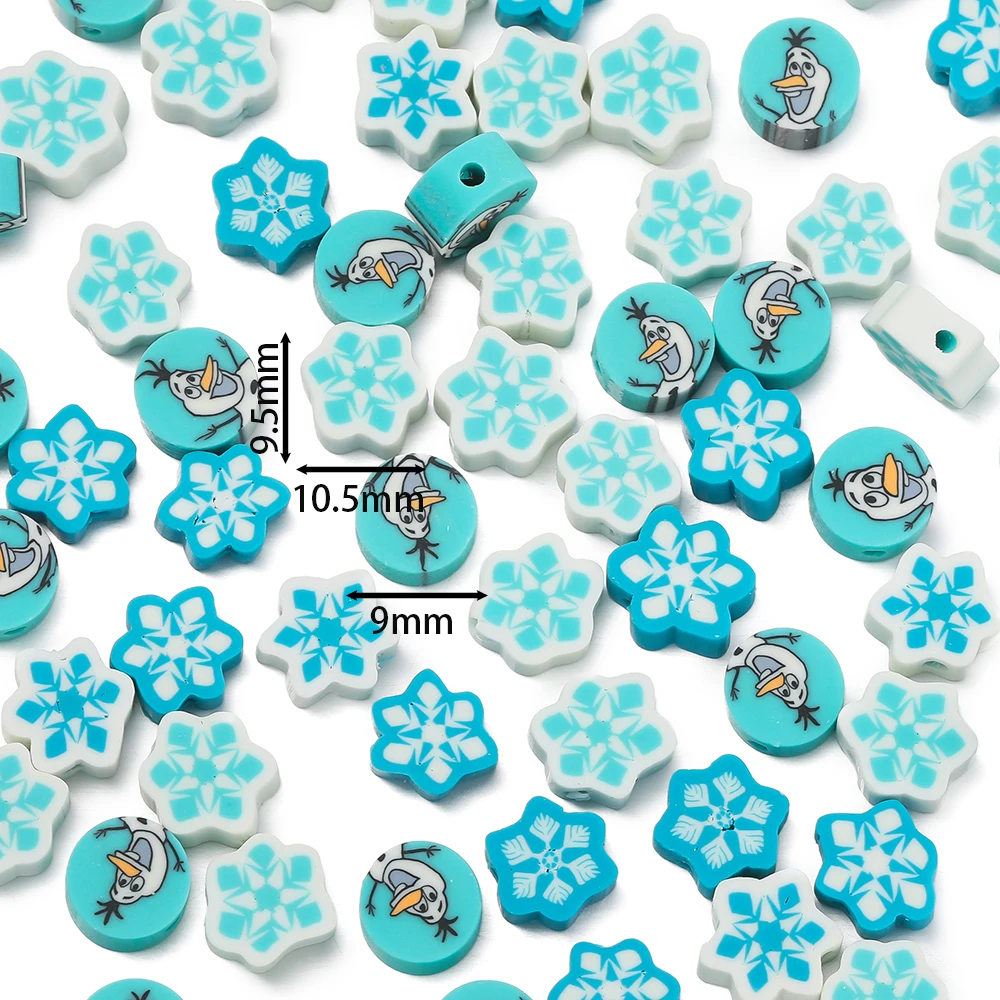 50/100pcs Christmas Clay Beads Snowflake Christmas Tree Spacer Loose Bead for Earrings Necklace Bracelet Jewelry Making Supplies