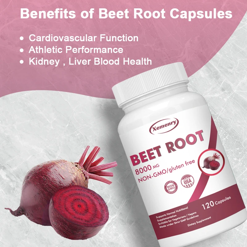 Organic Beetroot Capsules 8000 mg - Athletic Performance, Digestive and Heart Health