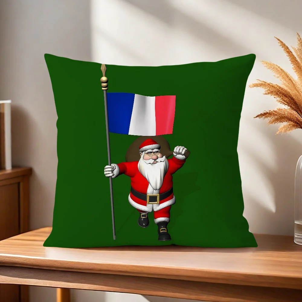 Weihnachtsmann mit Flagge Weihnachtskissenbezug Kissenhülle für Zuhause, Sofa, Wohnzimmer, Büro, Café, Auto – Detail 5