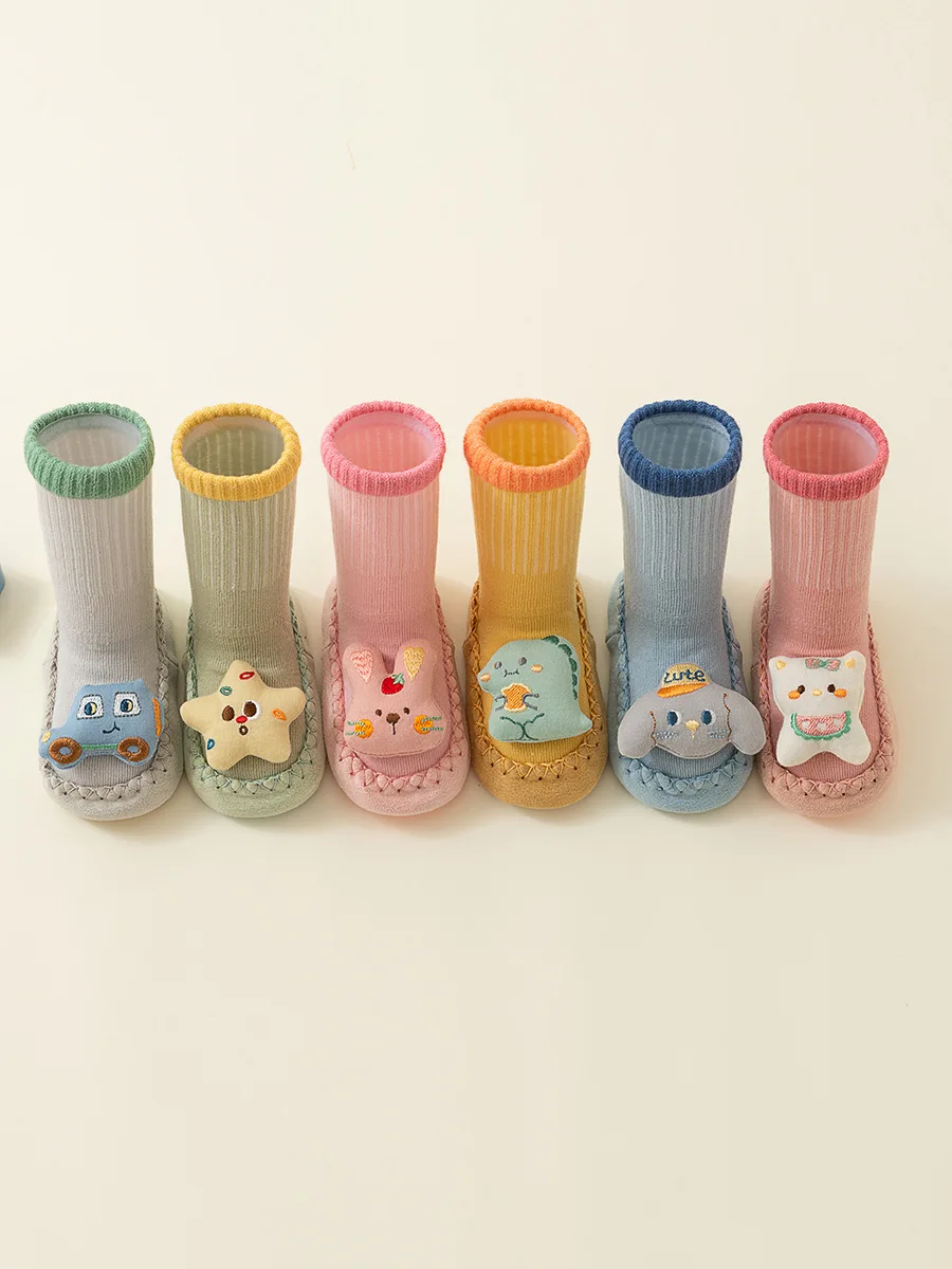 

Infant Anti-Slip Cotton Socks with Rubber Soles Middle Length Winter Floor Socks for 0-2 Years Baby Antiskid Coldness Isolation