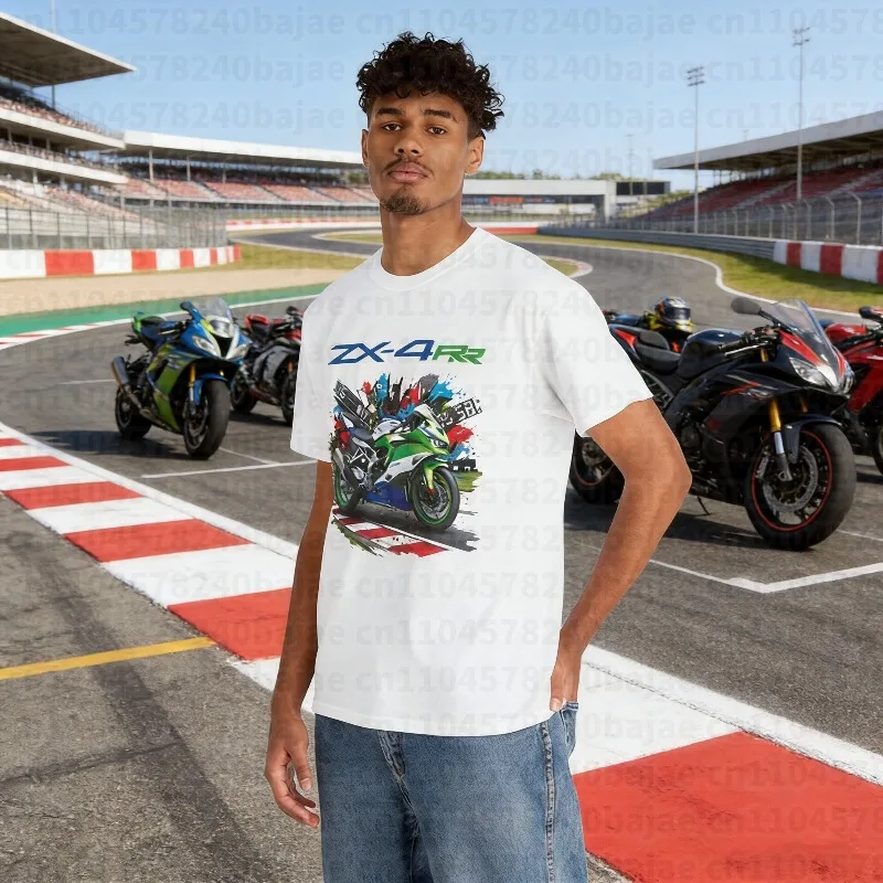 

25-26 Summer Outdoor Quick Drying Breathable Kawasaki 100% Cotton Printed T-shirt Men's and Women's Thin Motorcycle Comfortable