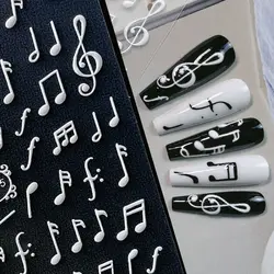 5D Fashion White Love Heart Music Star Design Nail Stickers Ultra Thin Self Adhesive Decals Sliders Nail Art Decorations