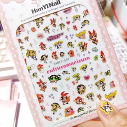 1 sheet The Powerpuff Girls New Cartoon Nail Art Stickers Nail Decals for Manicure fashion Design DIY Happy Accessories