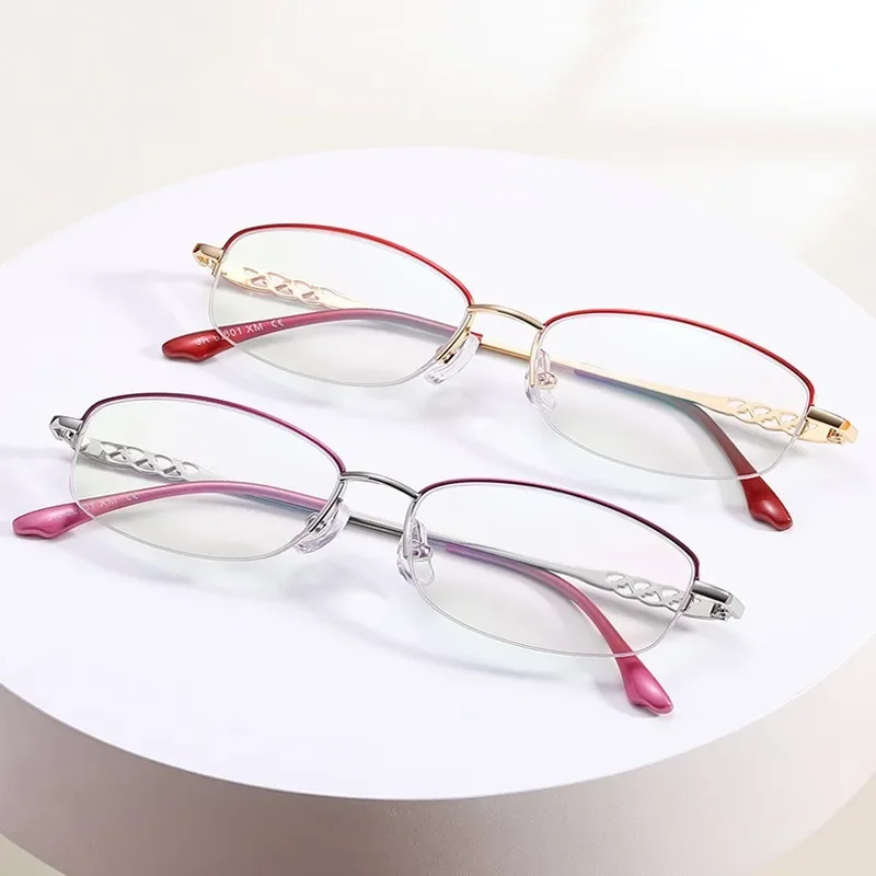 

Ultra Light Fashion Anti Blue Light Presbyopia Eyewear Women New Reading Glasses Silver Frame Finished Eyeglasses Gafas 1.0~4.0