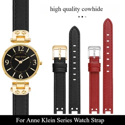 For Anne Klein AK2156 AK2157 AK2618 Series Concave Interface Skin-friendly Breathable Women's Cowhide Watch Strap 12x6 14x8mm