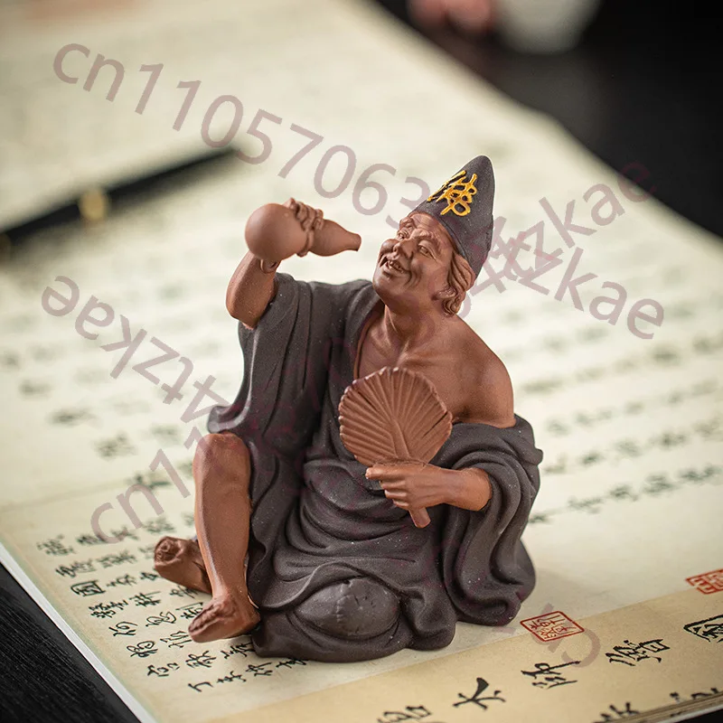 

Drunken Jigong Buddha Ornaments, Ceramic Figure Statue, Dragon Subduing Arhat Zen, Home, Shelf,