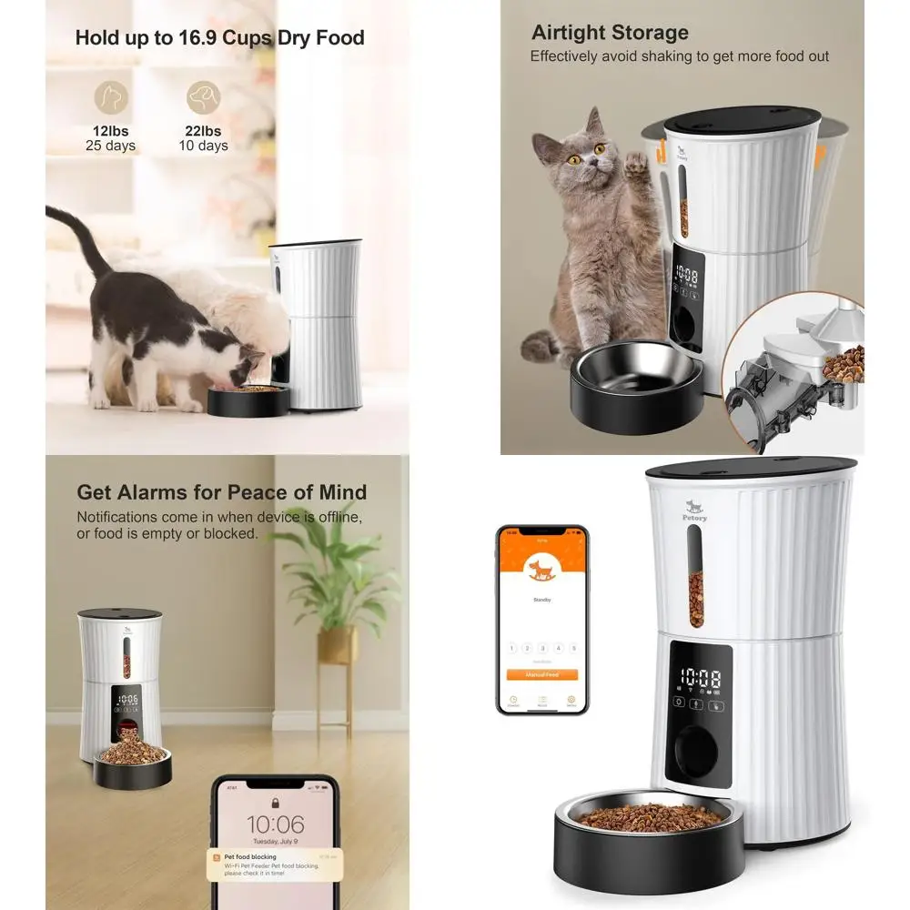 

Smart Pet Feeder: 4L Dry Food Dispenser for Cats & Dogs, 10 Meals Daily, Desiccant Bag, Dual Power, 10S Voice Recorder