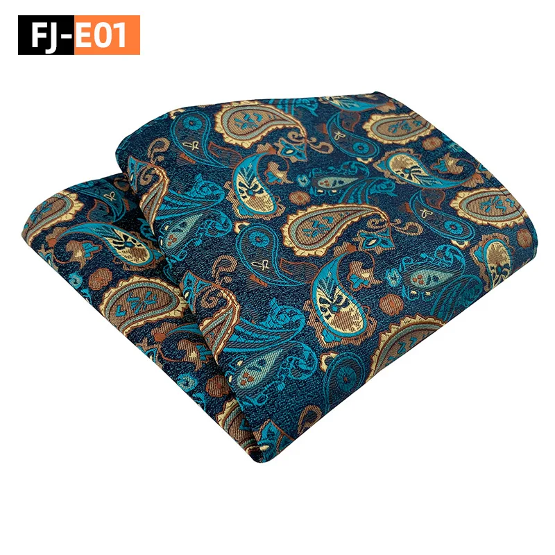 Fashion Versatile 25*25CM Man\'s Plaid Paisley Cashew Floral Polyester Handkerchief Pocket Square for Wedding Accessories