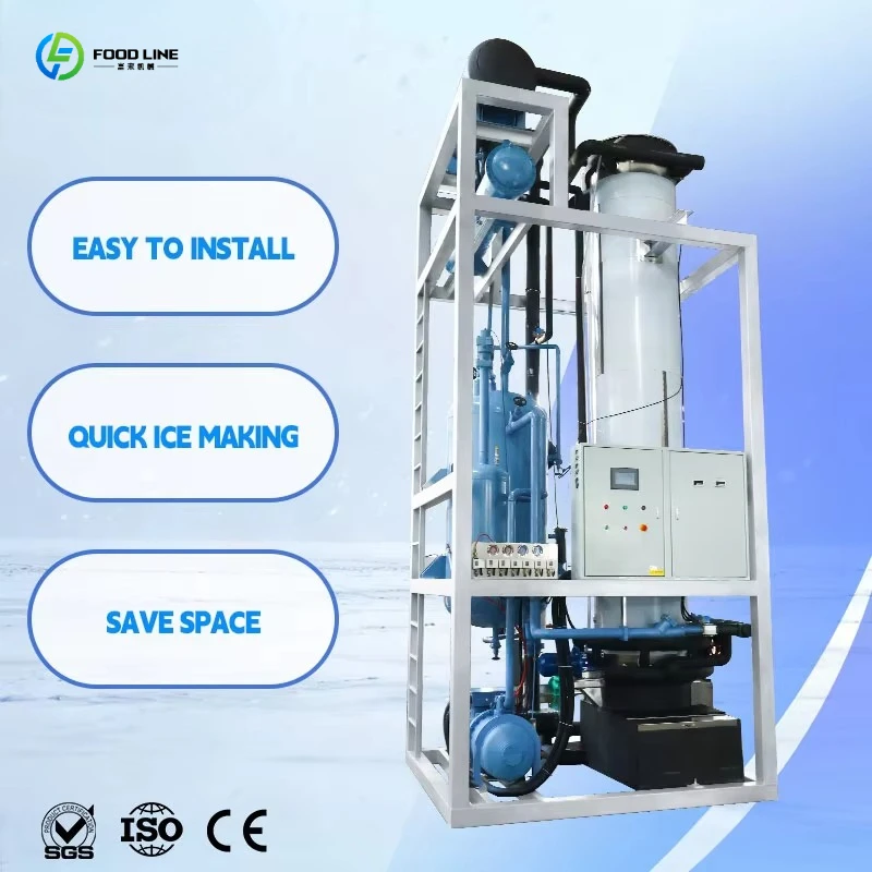 Tube Ice Making Machine High Efficiency PLC Controlled with Screw Compressor and Water Pump for Ready Mix Concrete Plant