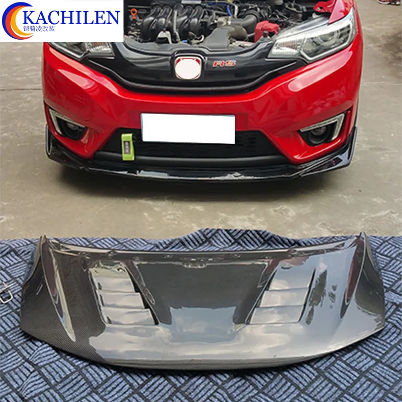 GK5 style Fit carbon fiber hood engine cover with vent For Honda Fit