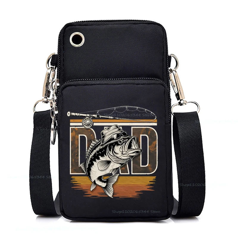 

Fishing Dad Mini Crossbody Phone Bag for Men Fashion Father's Day Gifts Casual Fisherman Trendy Zipper Small Messenger Bag