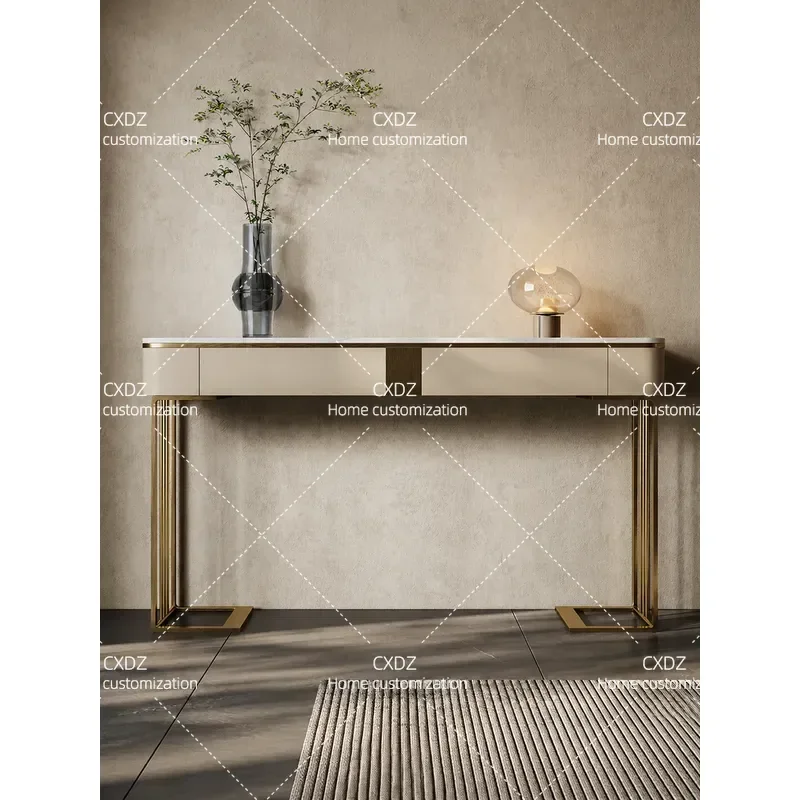 Modern Simple Entrance Cabinet Luxury Rock Slab Entryway Table Hallway Corridor Storage Console with End View Platform for