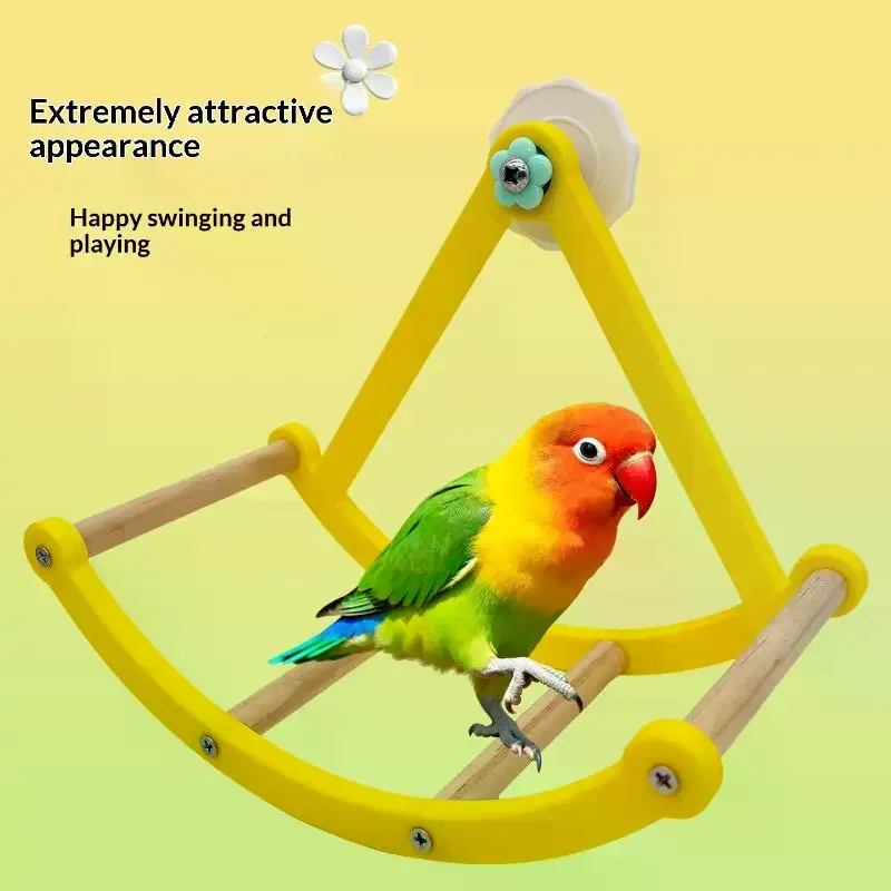 Creative Parrot Bird Pirate Ship Swing Toy Bird Cage Pole Climbing Ladder Bird Sports Swing Stand Toy Pet Bird Supplies