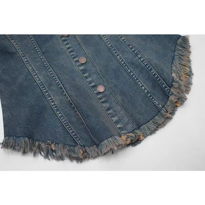 Women's Retro Denim irt Jaet Autumn Winter Outerwear Slim Fit Long Sve Pure Color Commute Sle No Brand Registered Tr...