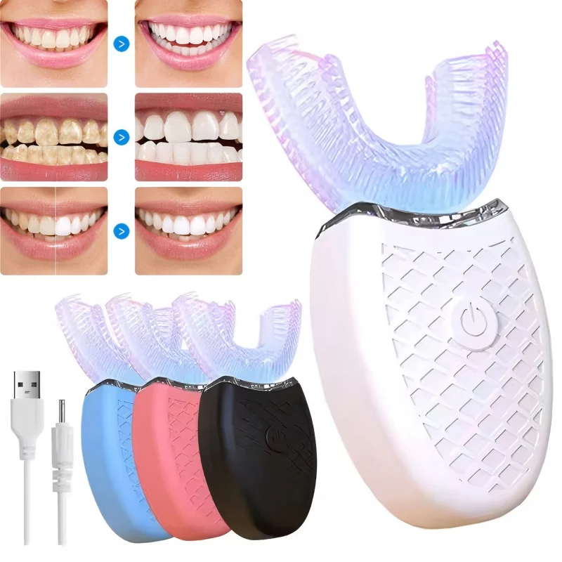 

Электрическая зубная щетка для чистки полости рта, водонепроницаемая, без помощи рук, защита десен, ультразвуковая U-образная зубная щетка, отбеливание зубов