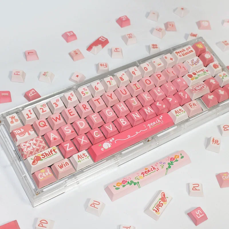 Imagem -03 - Keycaps Pink Peach para Teclado Mecânico Perfil Cherry Xda Pbt Sublimação Térmica Acessórios Keycap 134 Chaves