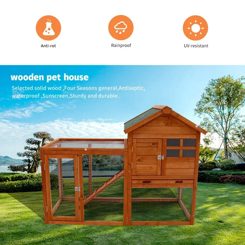 Deluxe Wooden Chicken Coop Hen House Rabbit Wood Hutch Poultry Cage Habitat For outdoor backyard gardens