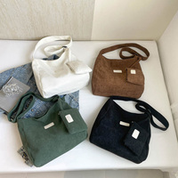Minimalist Ladies Crossbody Bag Letter Print Design,Fine Stitching Corduroy Fabric,Durable & Light Magnetic Closure for Daily