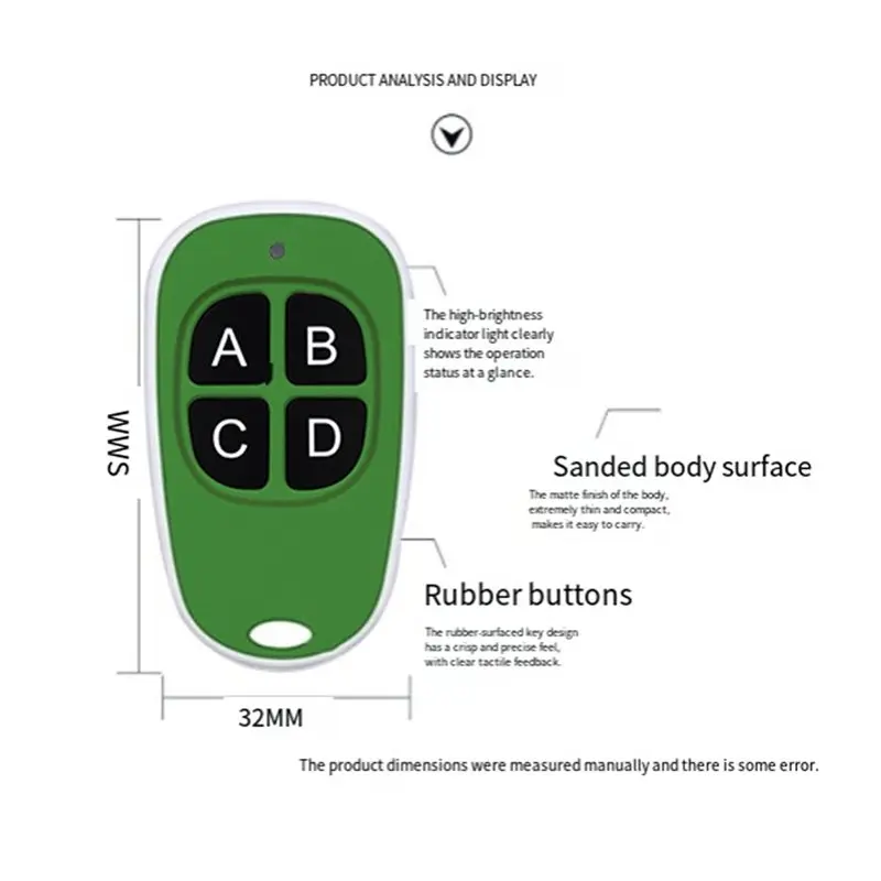 ABSQ-Electric Gate Transmitter 315Mhz Garage Door Opener Remote Control Wireless 4-Button Key Duplicator Clone