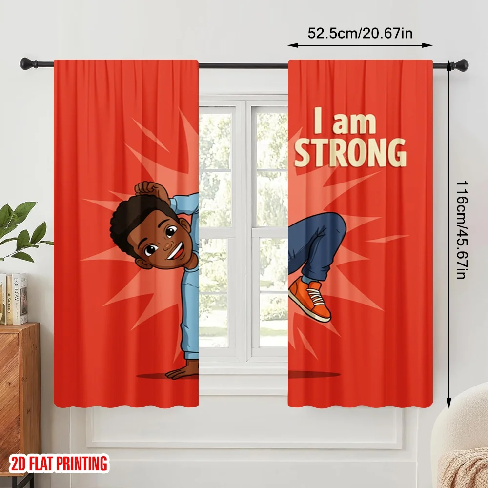 2pcs 2D flat printing Drapes I am Strong Dancer Polyester Without Electricity Seasonal Party & Holiday Decor for Wall art Party