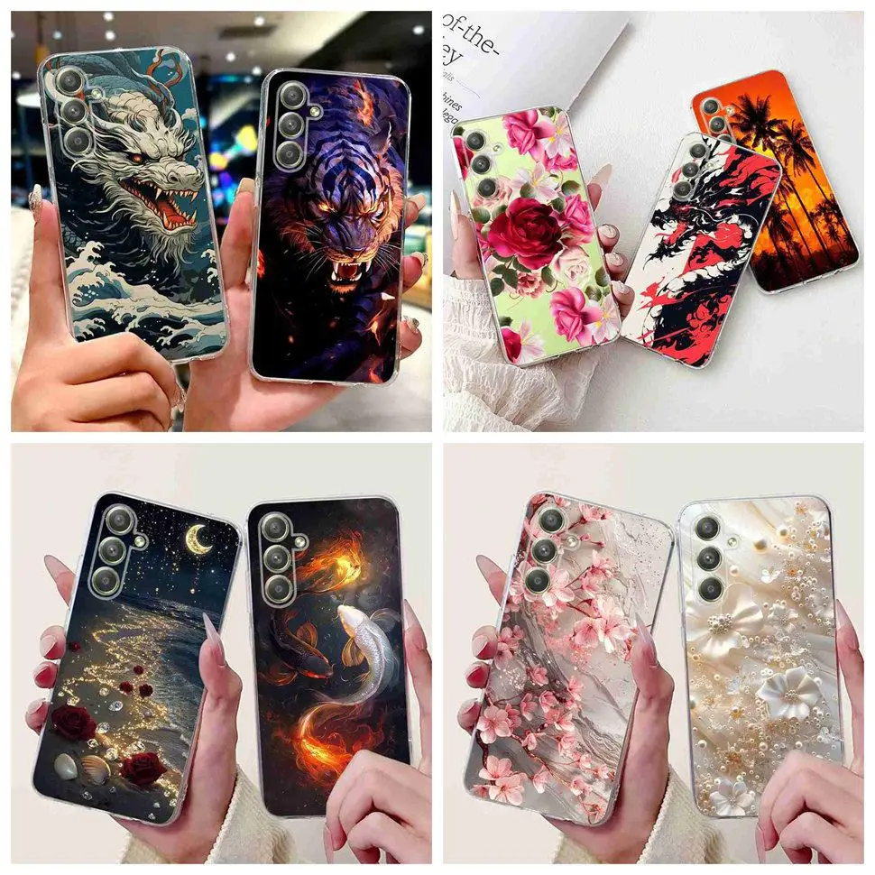 For Samsung Galaxy A54 5G 6.4"Case Fierce Dragon Tiger Soft Silicone TPU Cover For Samsung a54 A54 SM-A546E Phone Cases Fundas