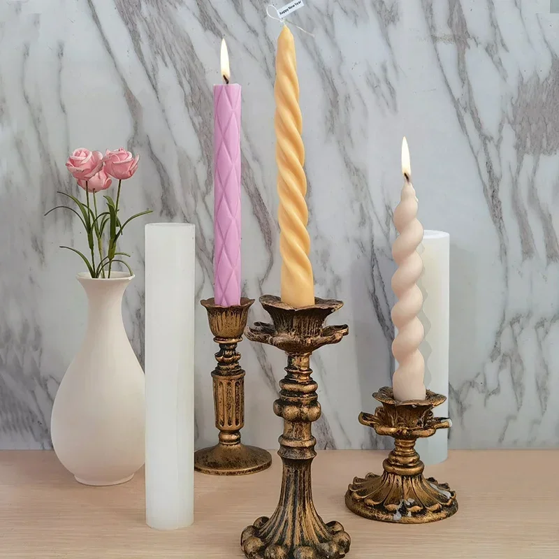 Romantic Spiral Long Pole Silicone Candle Mold DIY Geometry Round Candle Making Resin Soap Mould Handmade Gift Home Decor