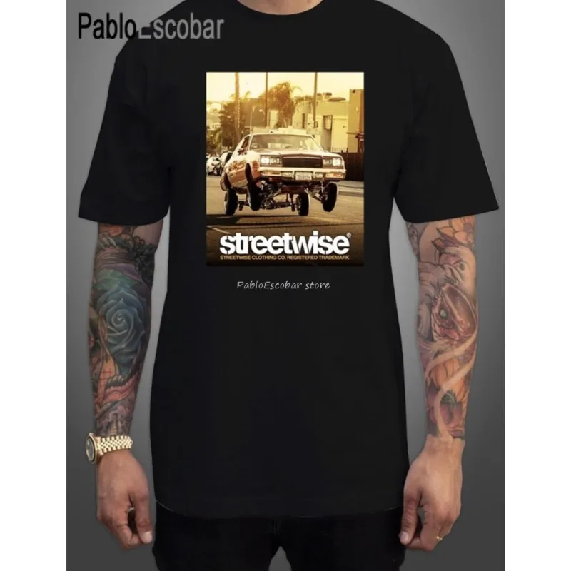 Streetwise Bounce T-Shirt Men'S Lowrider Black Heavyweight Cotton Graphic Tee Summer Style Tee Shirt men cotton t-shirt