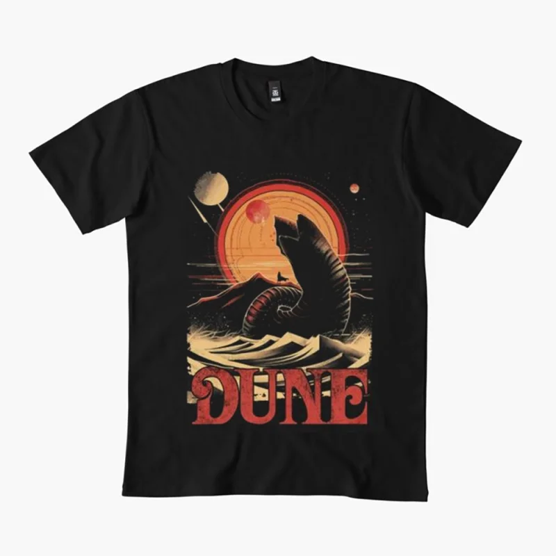 

Retro Dune Sandworm And Muad’dib Sic fi fan Gift t shirt 100% cotton printed tee Short-sleeve Graphic clothes All size Tops