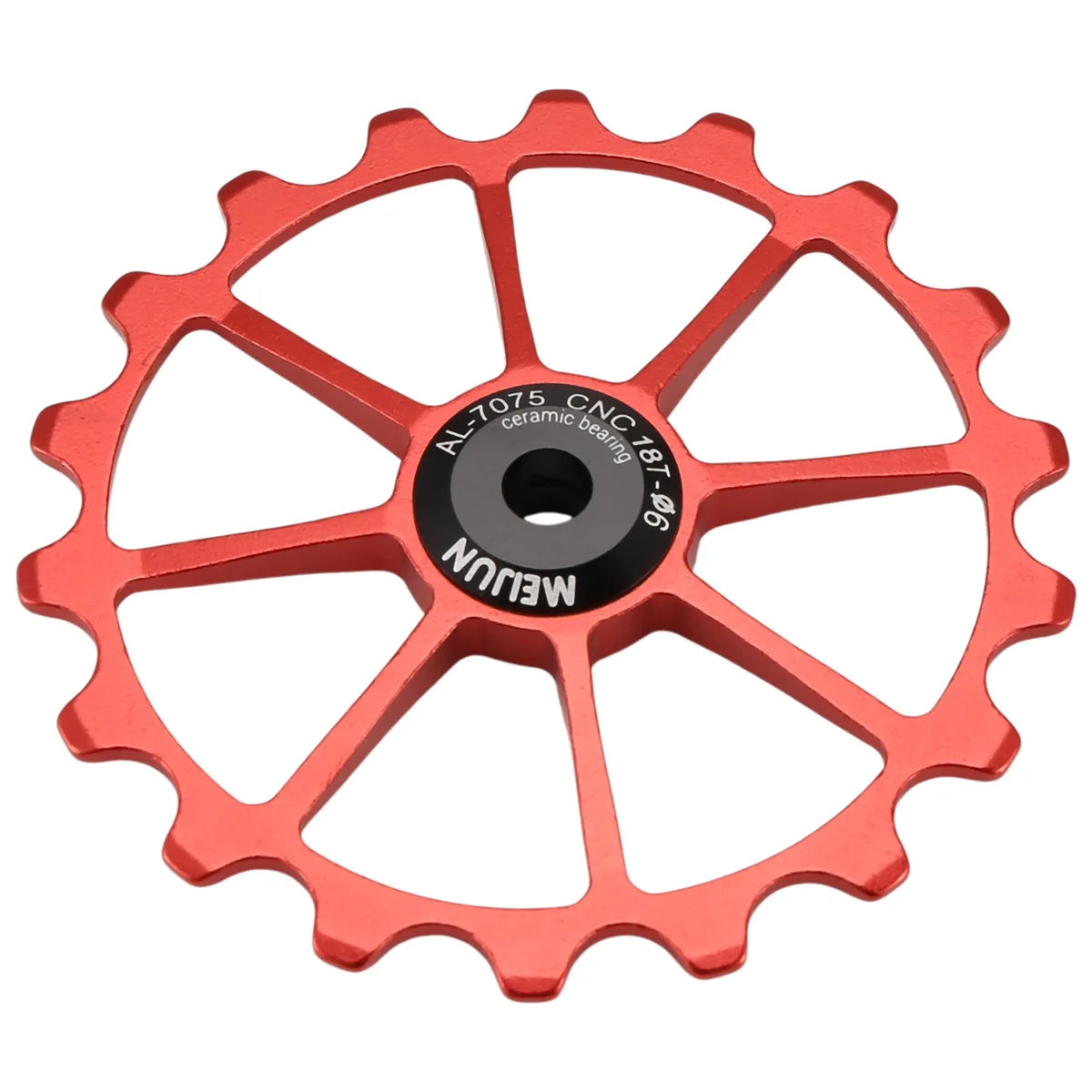 ABPO MEIJUN 18T MTB Deragliatore posteriore per bicicletta Ruota Jockey Cuscinetto in ceramica Puleggia Rullo guida bici da strada Tenditore 4mm 5mm 6mm(Rosso)
