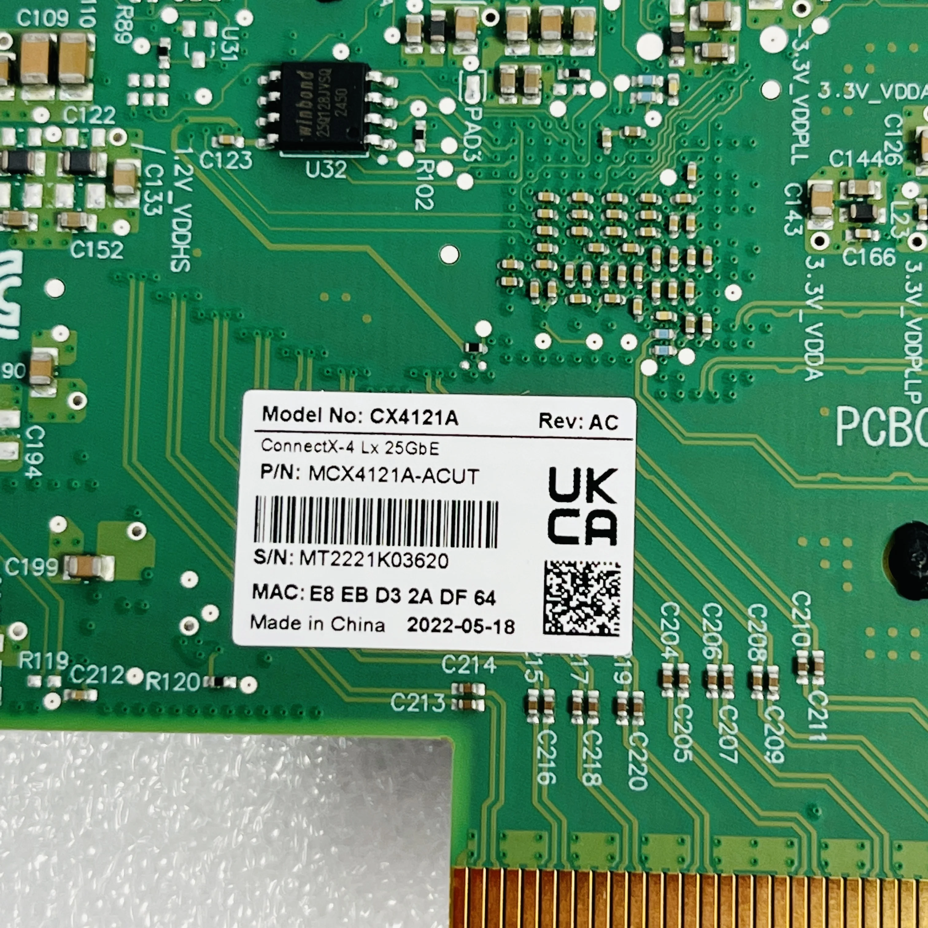 Mellanox MCX4121A-ACUT 25GbE PCIe Network Card SFP28 Port UEFI Enabled