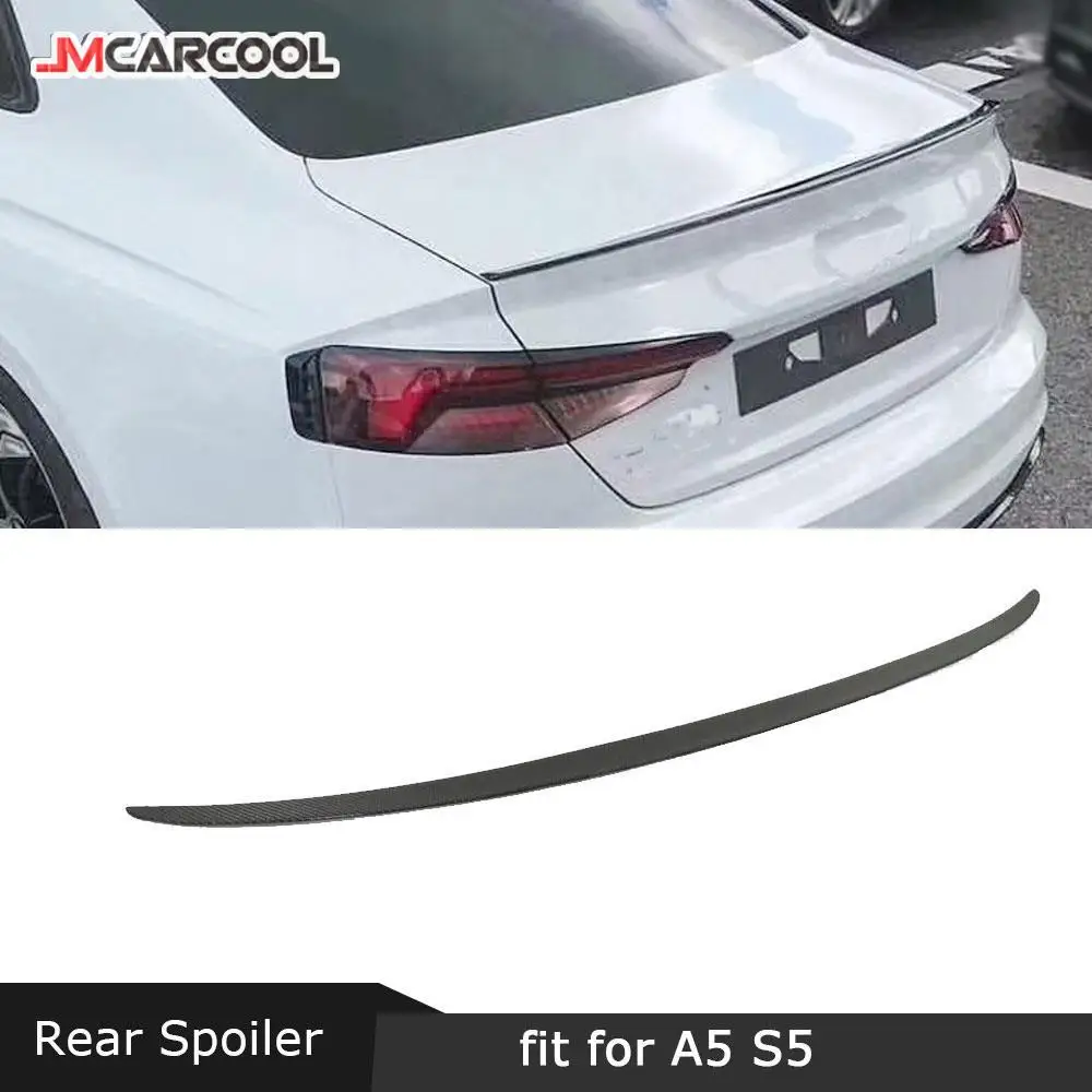 

JMCARCOOL Carbon Fiber Rear Spoiler FRP Unpainted Boot Lid Trim Wings For Audi A5 S5 Sedan 4 Door Spoiler 2017 2018 2019