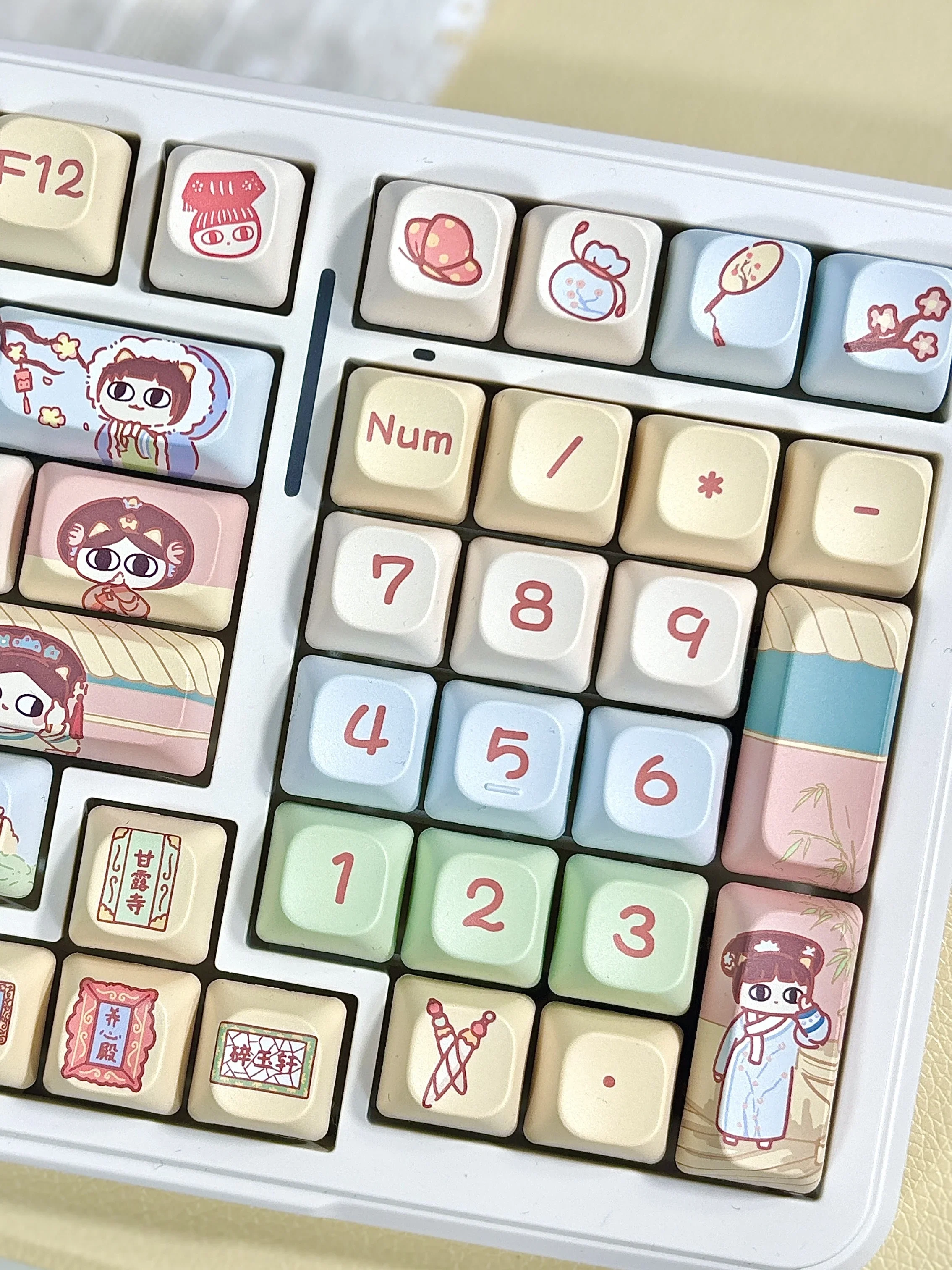 150 Keys Cat Keycap Dma Pbt Theme Keycap Cartoon Cat Diy Mechanical Keyboard Cute White Keycap Chinese Style Animation Keycaps