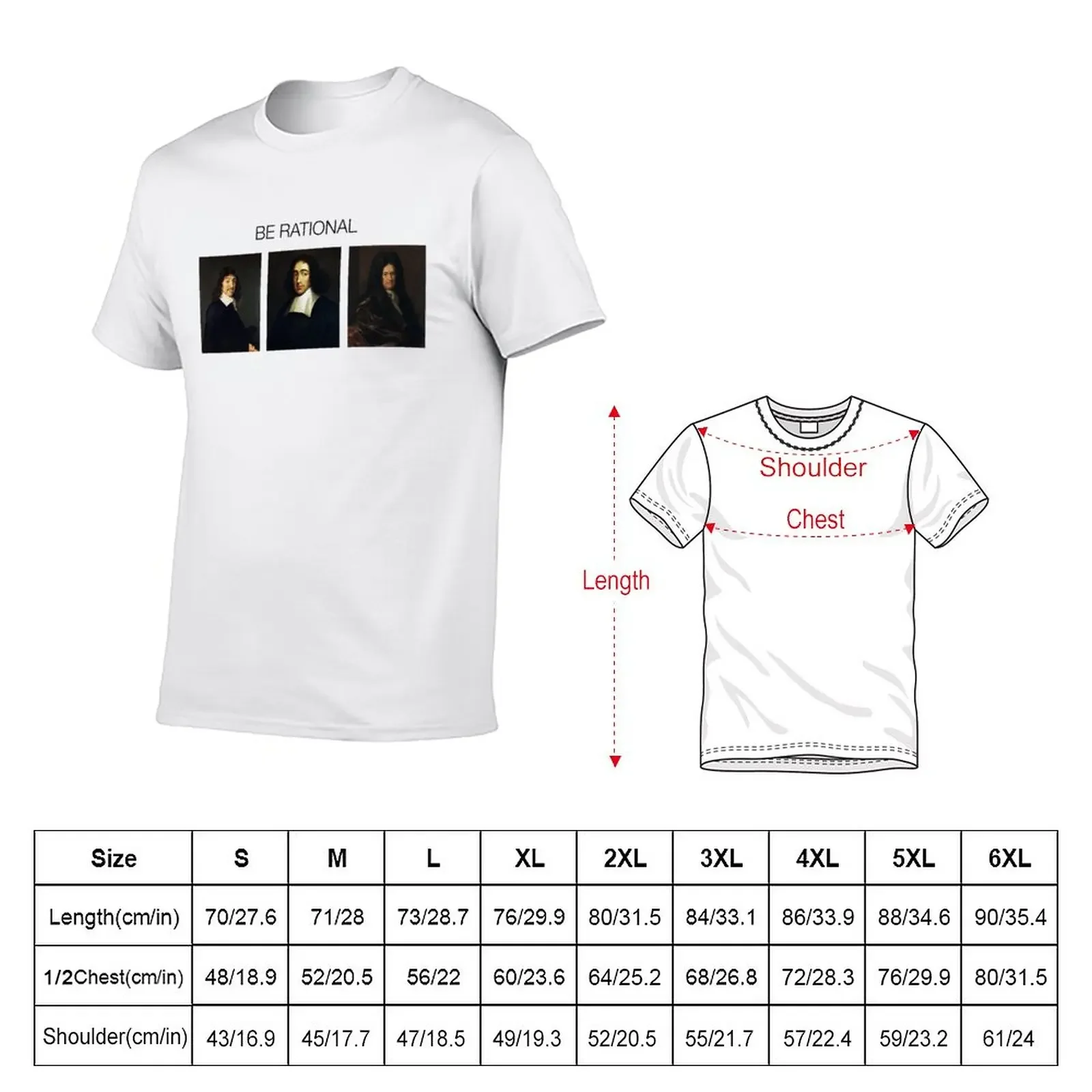 Be rational - Descartes Spinoza Leibniz T-Shirt plain summer tops summer top T-shirt men