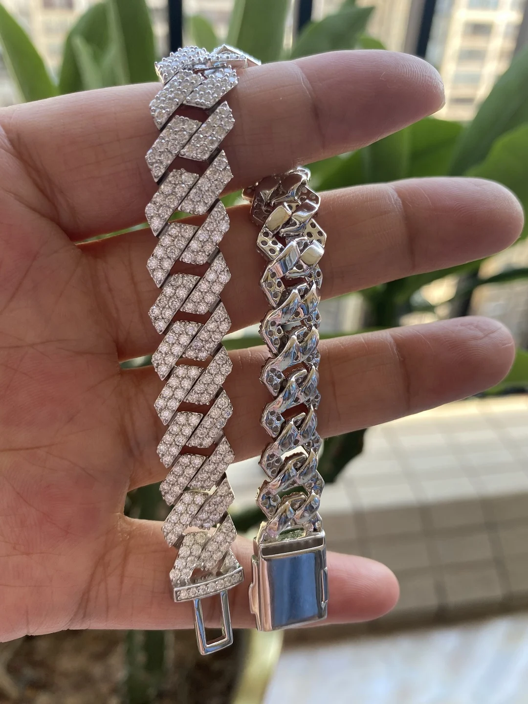 Moissanite Diamond Hiphop Style Jewelry Cuban Link Bracelet Arrival 925 Silver New Christmas Gift for Men and Women 1 Piece