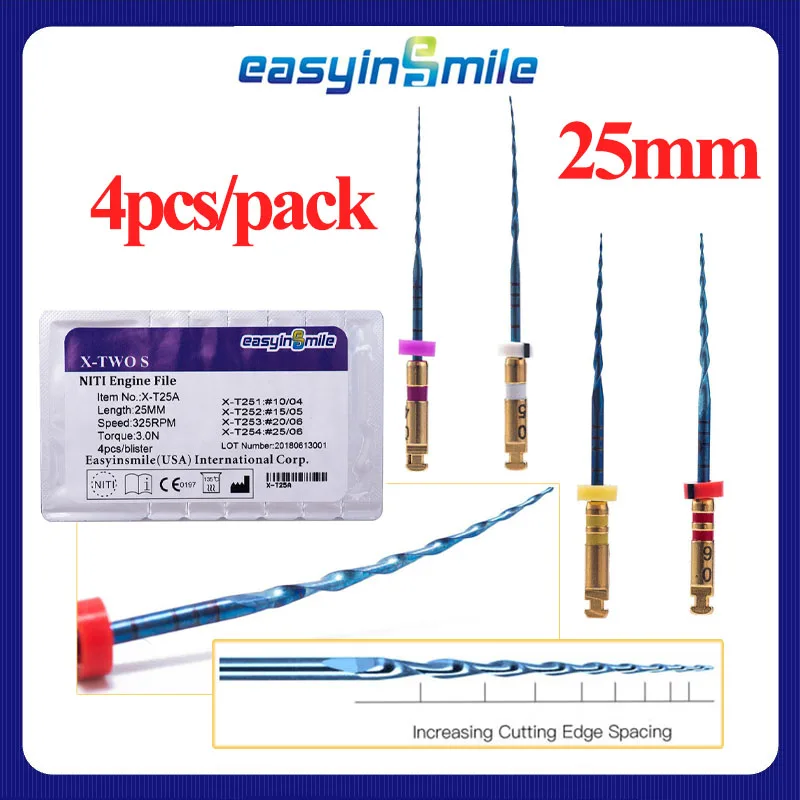 

EASYINSMILE 4 шт./упак. стоматологический корневой канал CROSS гибкий инструмент в эндодонтическом двигателе с использованием эндодонтических файлов NITI Endo 25 мм