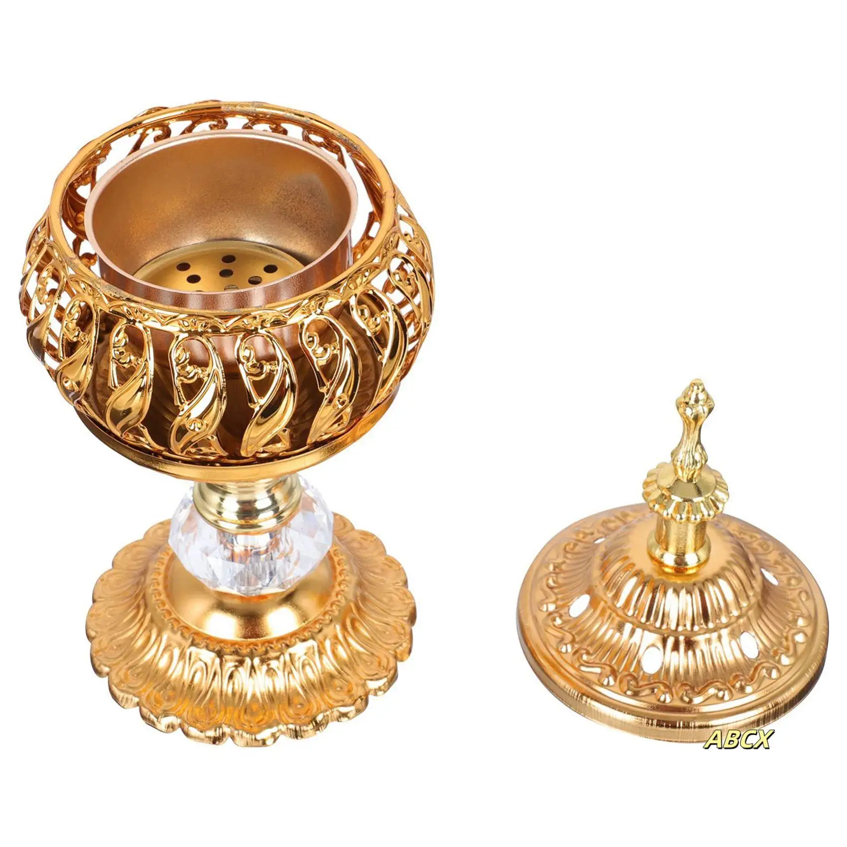

2X Incense Burner Incense Bakhoor Charcoal Incense Burner Metal Arab Censer Desktop Decor For Incense Sticks Cones