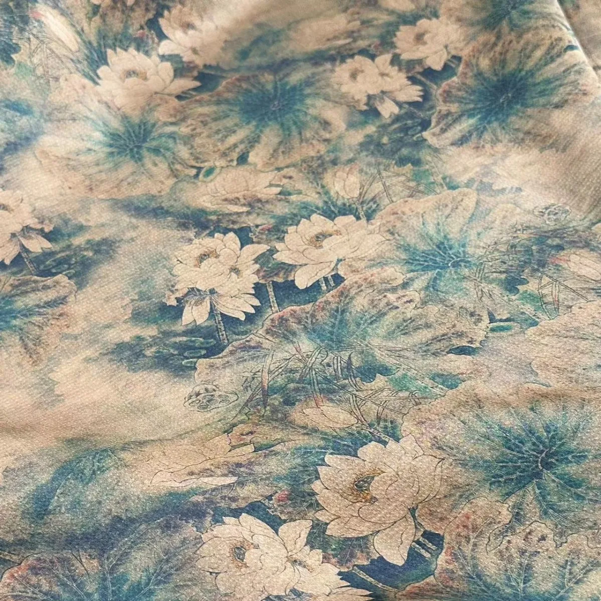 Xiangyun Yarn Cloth Pearl Satin Printing 100 Silk Hanfu New Chinese Fabric 23momme110 Width Bed Cover