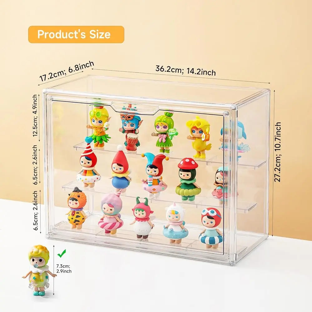 Acrylic Display Cases For Collectibles, 3 Tier Clear Shelf Boxes For Figures, Miniature Dustproof And Stackable Action Figure