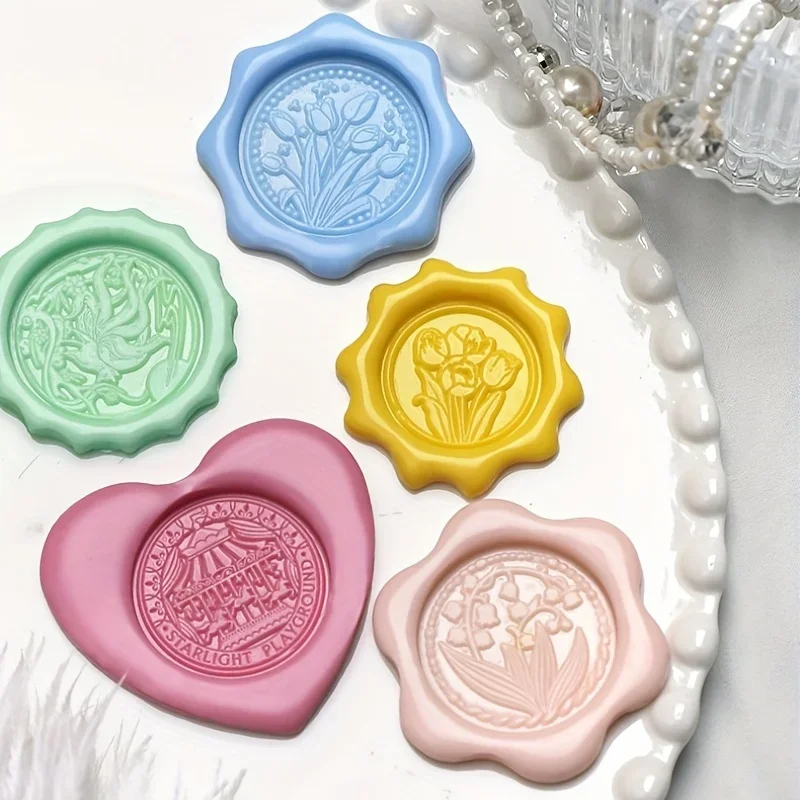 Round flower-shaped wax seal seal ring 1 inch seal ring shape holder seal fixer metal wax seal mold fire paint seal ring mold