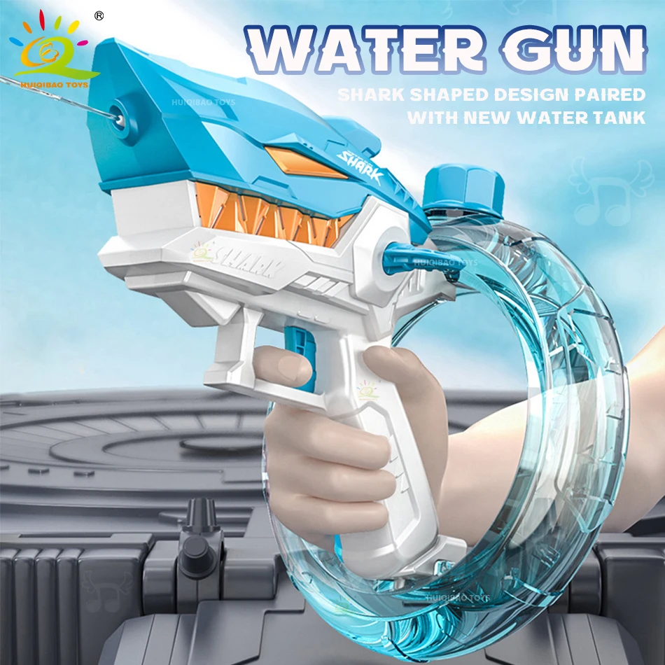 Verão elétrico automático tubarão pistola de água canhão portátil crianças praia ao ar livre luta fantasia jogo tiro brinquedos para o presente do miúdo
