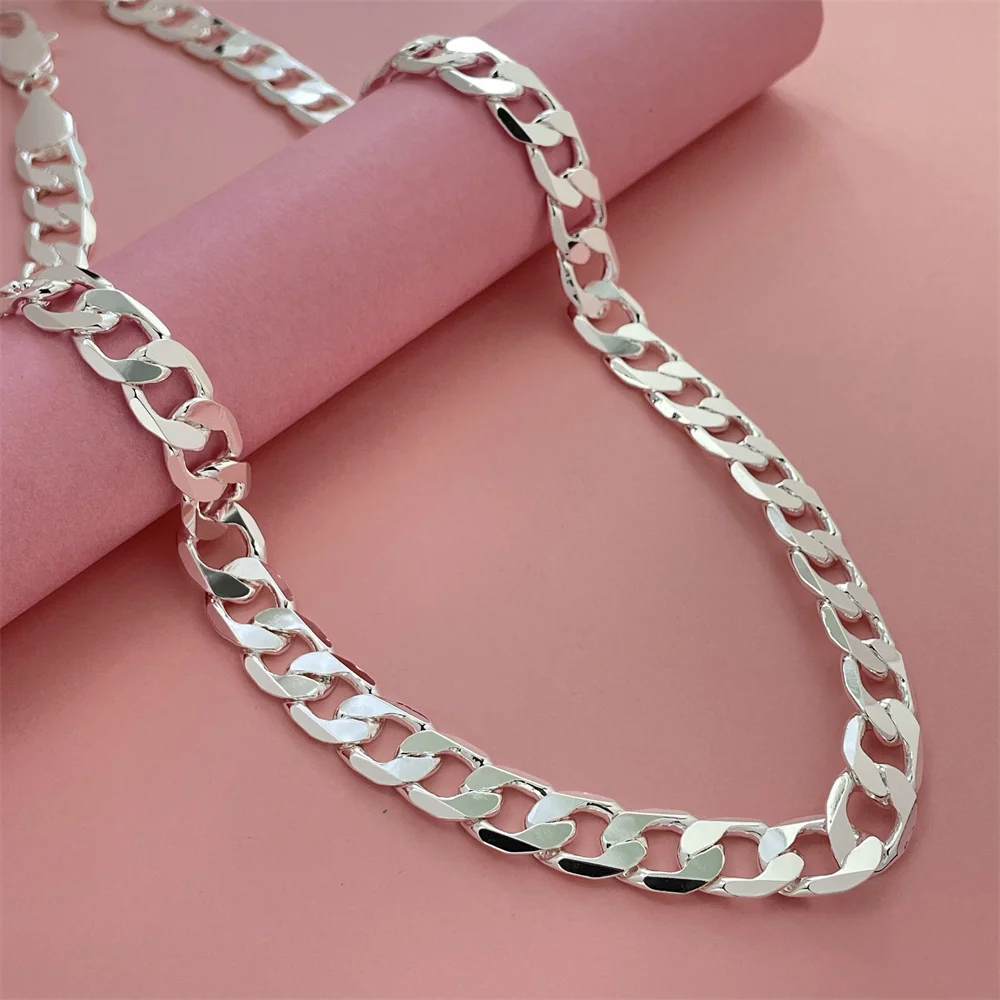 925 Sterling Silver Necklace, Unisex, Classic Chain, Wedding, Anniversary, Christmas Gift 2MM-12mm 20cm-70cm