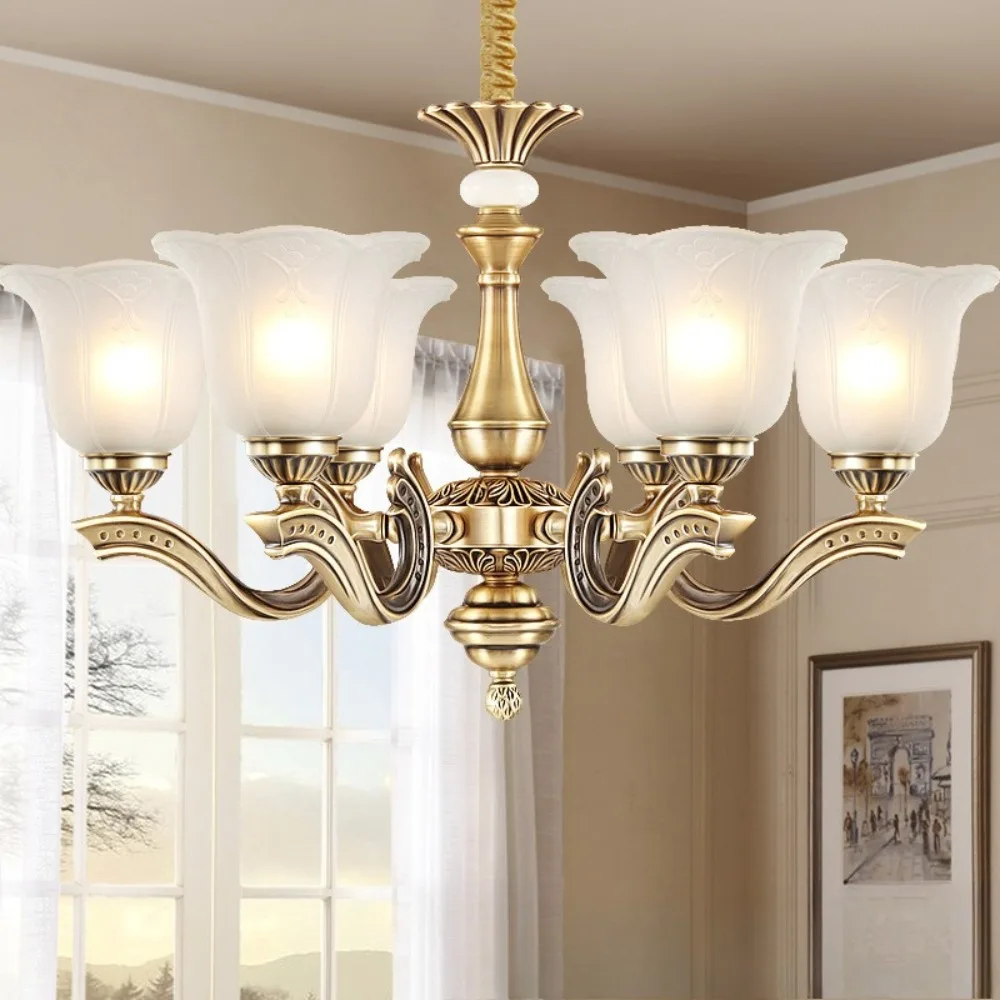 American Chandeliers For Living Room Retro And Luxurious Villa Grand And Simple European-Style Hall European Antique-Style Lamp