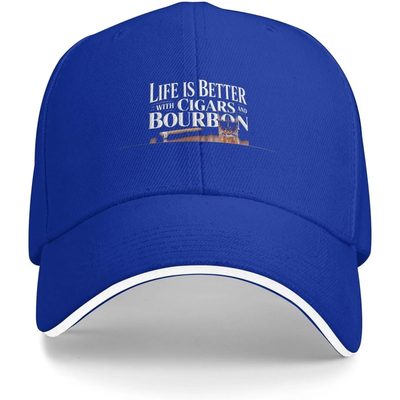 Cigars and Bourbon Life Better Baseball Cap Polyester Casual Sports Adjustable Hat Unisex