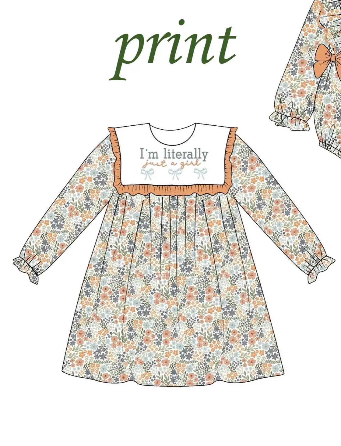 New Girl Floral Long Sleeve Ruffle Bow Dress Baby Romper I'm Literally Just A Girl Letter Print Toddler Fall Kids Clothes