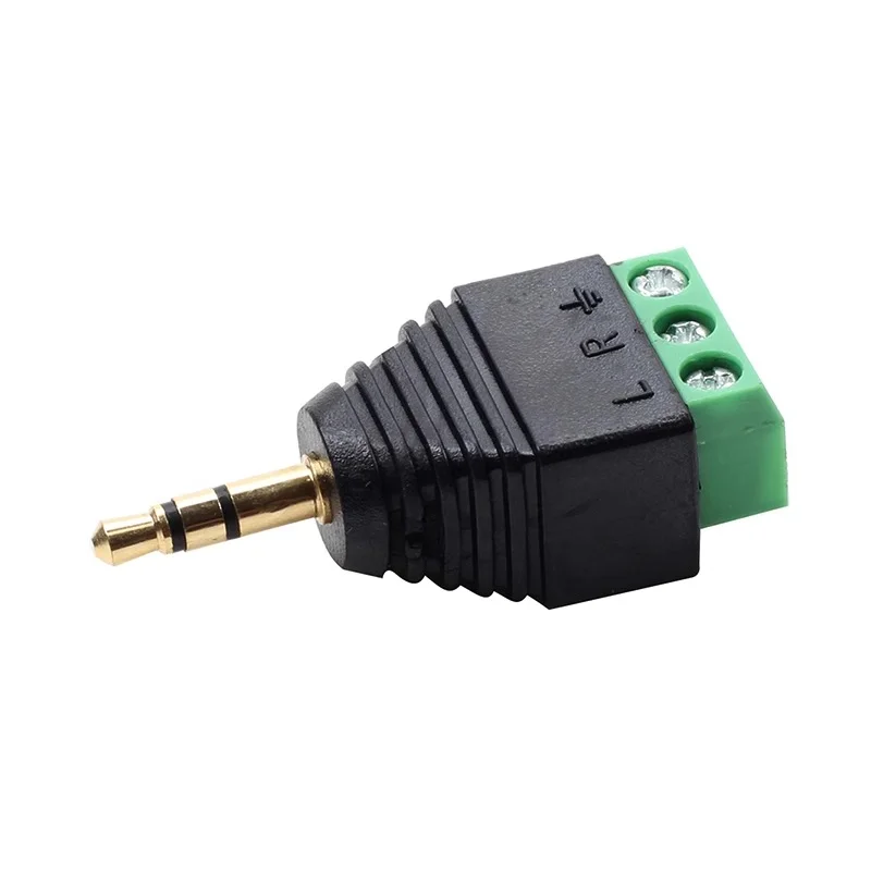 5/20/100PCS 3.5mm Stereo Male Plug to AV Screw Video Balun Terminal Jack Male 3 Pin 3Pole 1/8 Inch Terminal Block Connector