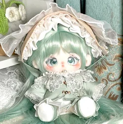 20cm No Attributes Plush Cotton Doll Lolita Bonnet Dress Hanfu Clothes Suit Outfit Kawaii Sweet Girl Clothing Costume Suit Gift