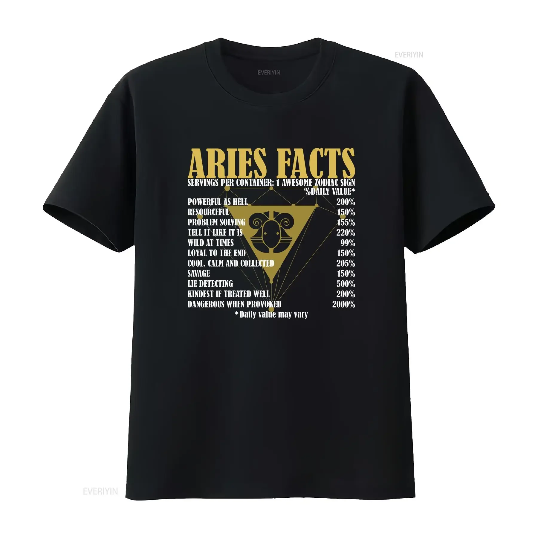 Aries Zodiac Star Facts Birthday Horoscope T Shirt vintage Washed graphic Slightly Casual Versatile streetwear fashion