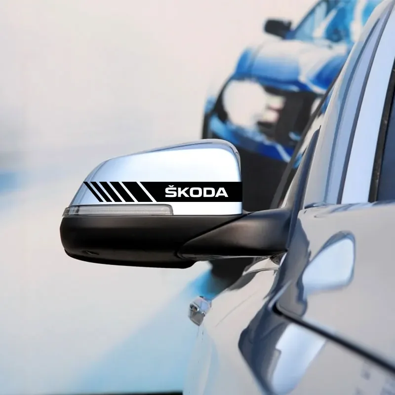 2PCS Car Styling Rearview Mirror Sticker Decoration Badge For skoda OCTAVIA RS FABIA KAMIQ KAROQ KODIAQ RAPID SCALA SUPERB