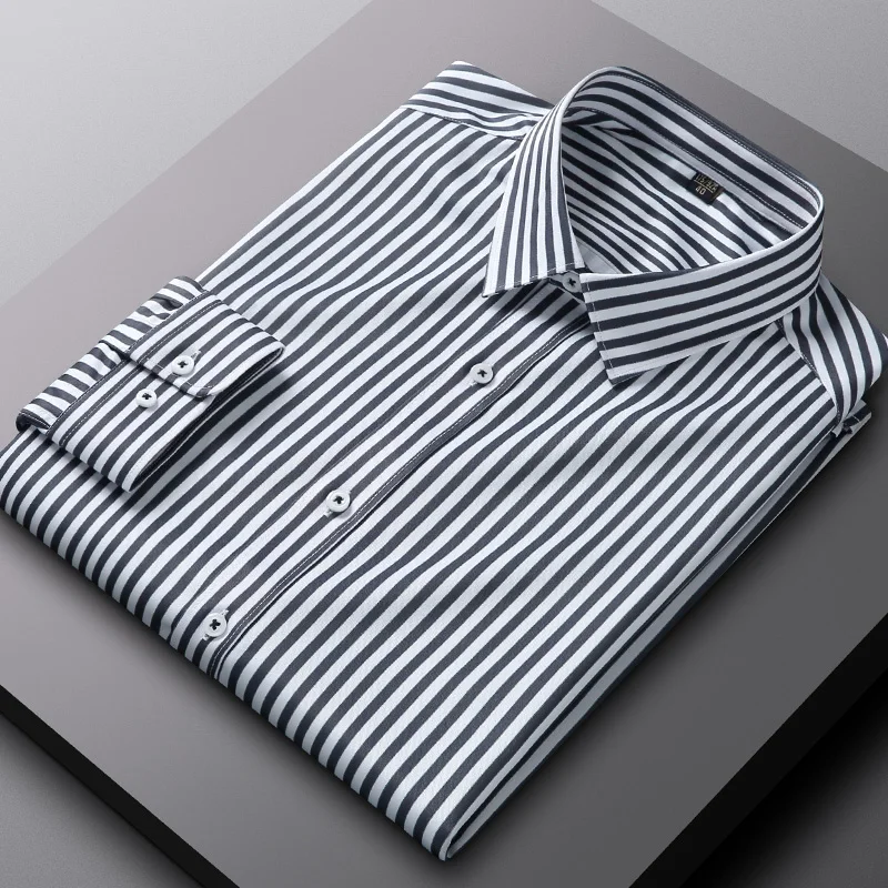 Top Quality No Ironing Men Dress Shirt Long Sleeve Men\'s Classic Stretchy Non-iron Easy To Take Care Casual Shirts Men Slim Fit